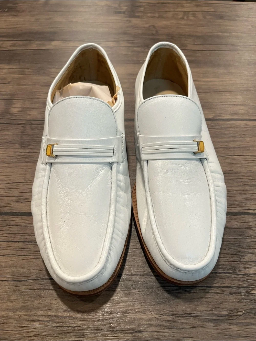 Men's VTG Florsheim Soft White Leather Loafers Sz 9.5 3 E Disco Shoes Slip On